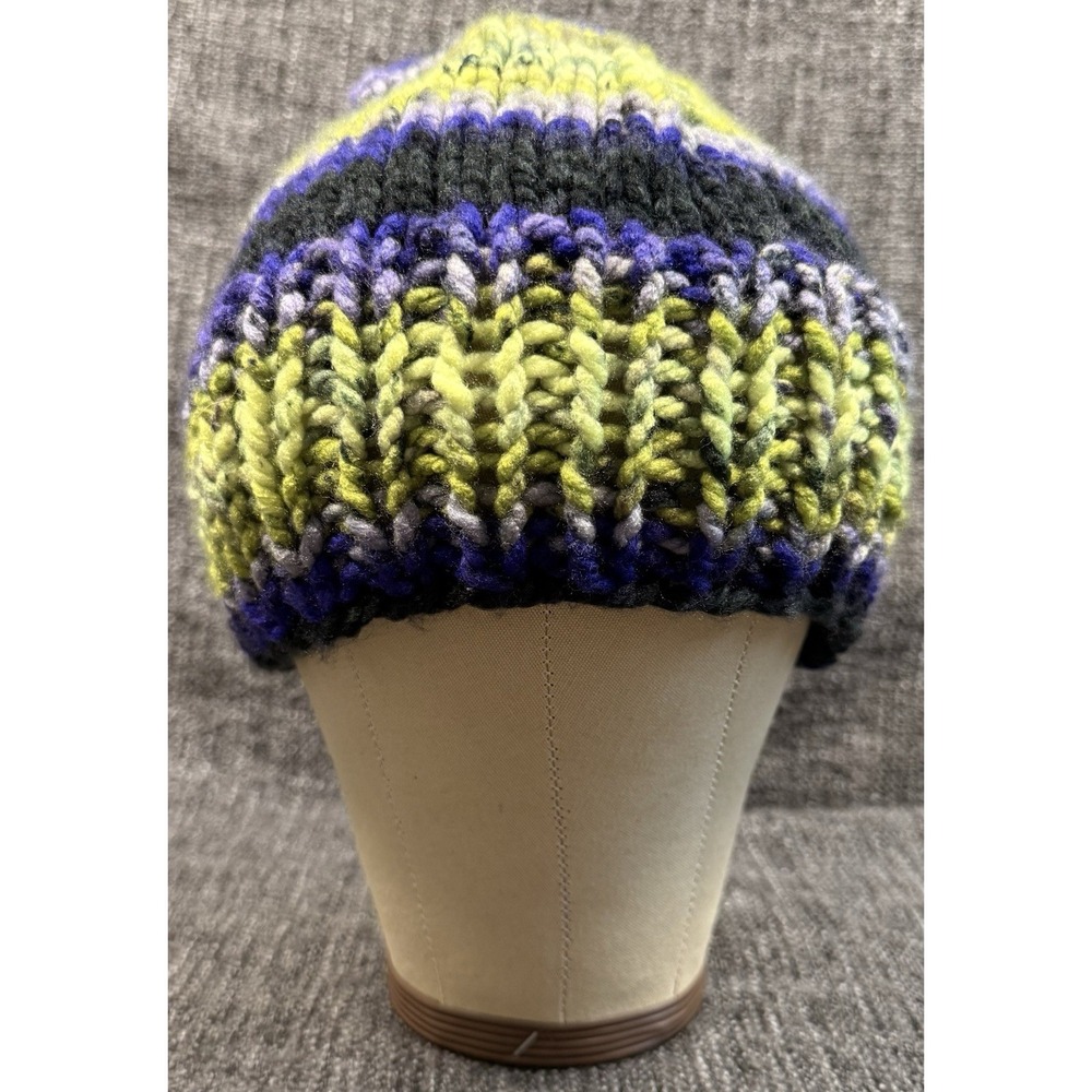 Handmade Chunky Knit Beanie Hat L XL Slouchy Acrylic Winter Cap Unisex